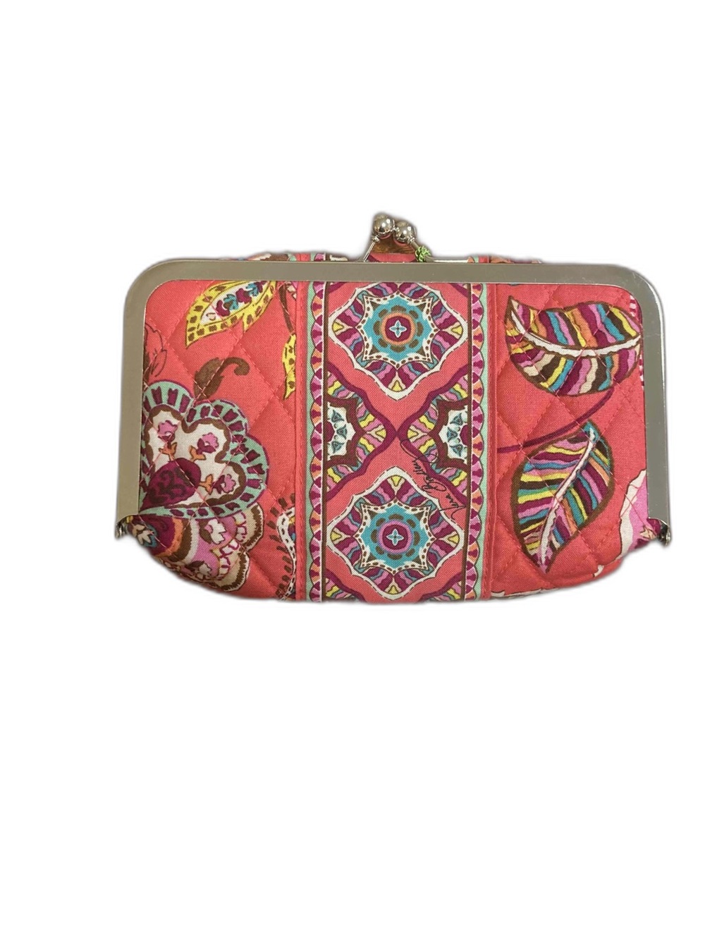 Vera Bradley “Call Me Coral” Fabric Bag With Kiss Lock NWT